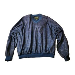 VTG DOCKERS Golf Windbreaker Jacket Mens M Blue‎ Checkered Pattern